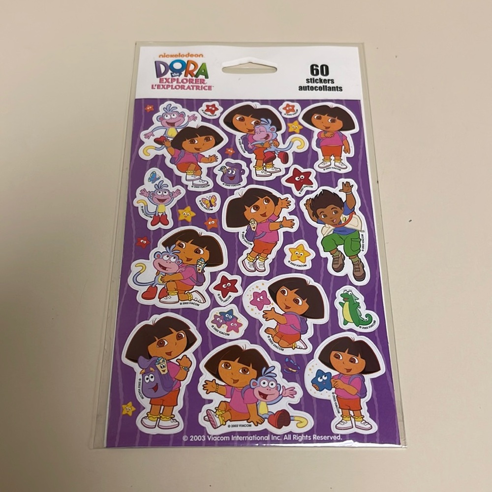 2003 Vintage New Sealed 60 Pk Nickelodeon Dora the Explorer Stickers